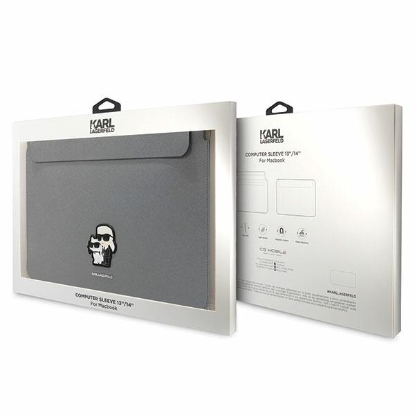 Karl Lagerfeld Manches KLCS14SAKCPMG 14" argent/argent Saffiano Karl&amp;Choupette