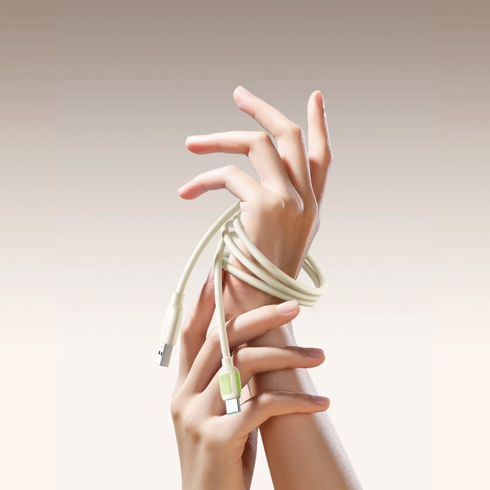 Joyroom S-A53 3A USB-A - USB-C Kabel mit fluoreszierender Spitze 2m - Beige