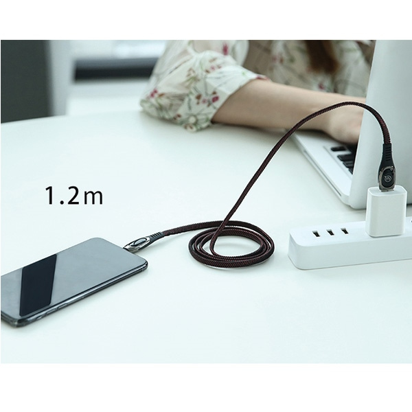 Kabel Opletený USAMS Lightning 2A Rychlé nabíjení LED 1,2 m Černá