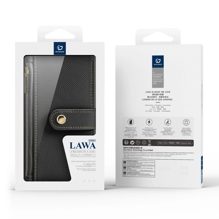 Dux Ducis Lawa Lederhülle für iPhone 16 - Schwarz