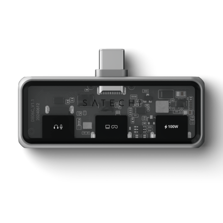 Satechi Mobile XR Hub with Audio - mobilny adapter USB-C (1x USB-C 100W PD; 2.0 data i audio, 1x USB-C DP 1.4 4K@60Hz; 3.0 10 Gbps, 1x 3.5mm audio in/out) (space gray)