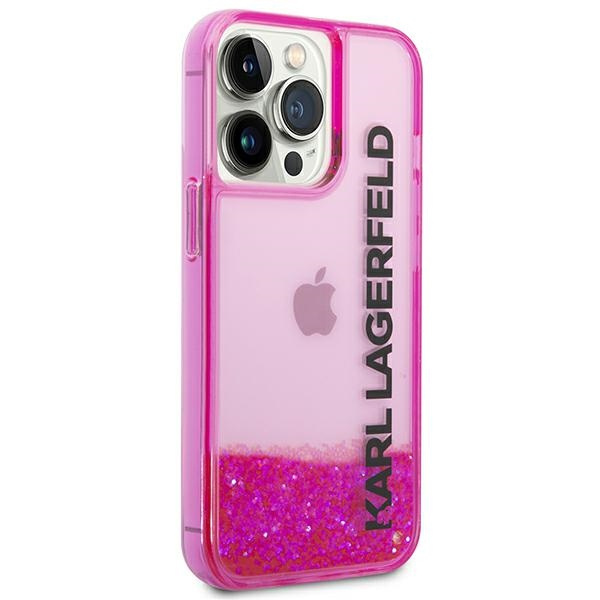 Hülle KARL LAGERFELD Apple iPhone 14 Pro Max Liquid Glitter Elong Rosa Hartcase