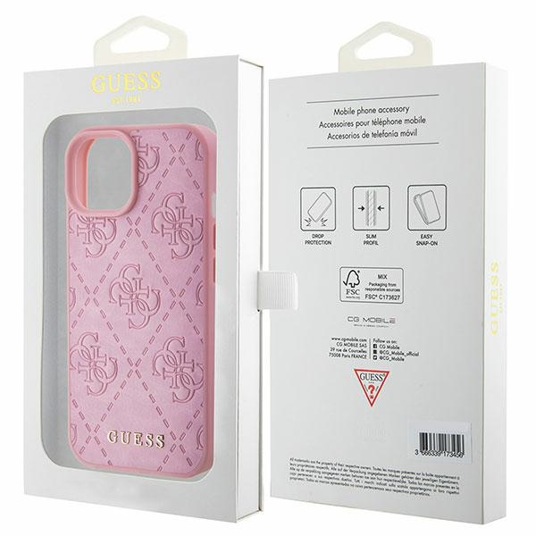 Coque Guess GUHCP15SP4EPMP iPhone 15 6.1" rose/rose durcase Cuir 4G estampillé Case
