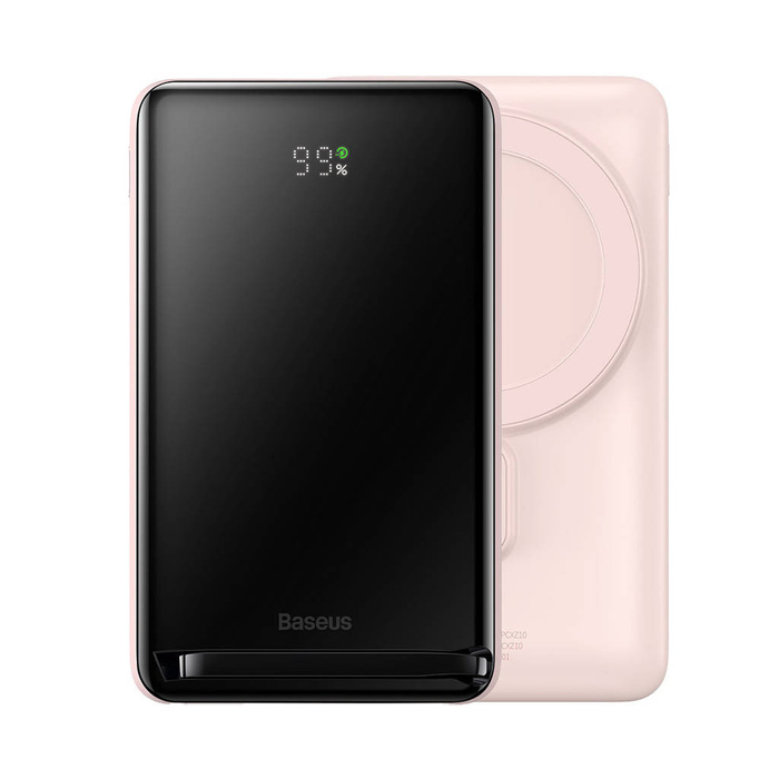 Baseus Magnetic Bracket powerbank with wireless charging MagSafe 10000mAh 20W pink (PPCX000004) + cable USB Type C Baseus Xiaobai Series 60W 0.5m