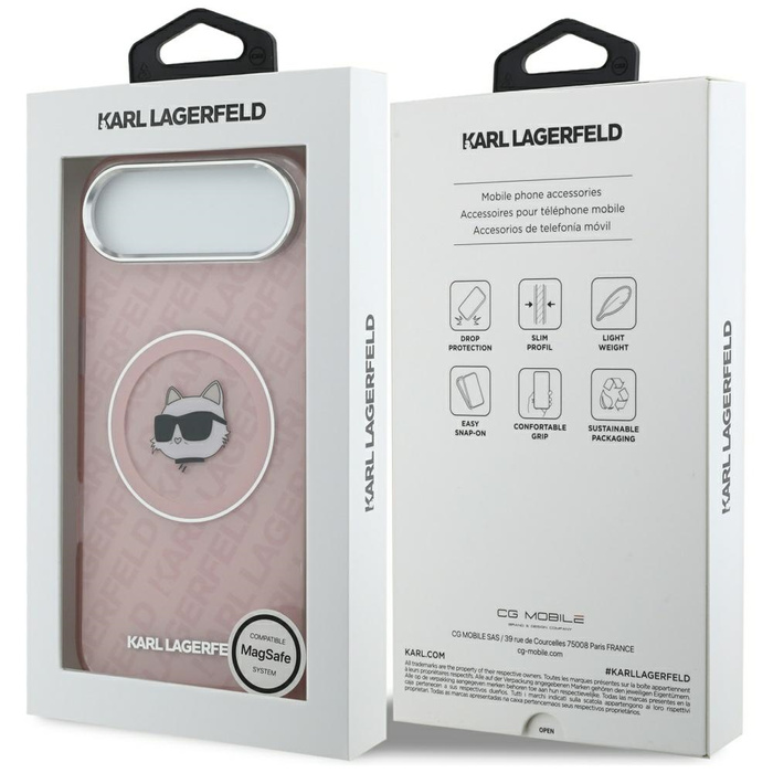 Etui Karl Lagerfeld IML Choupette Head   Logo MagSafe do iPhone 17 Air różowy