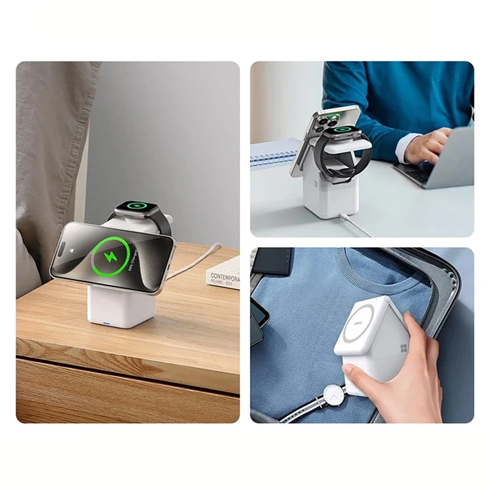 Ładowarka indukcyjna Duzzona W20 4w1 zgodna z MagSafe 15W z lampką biała