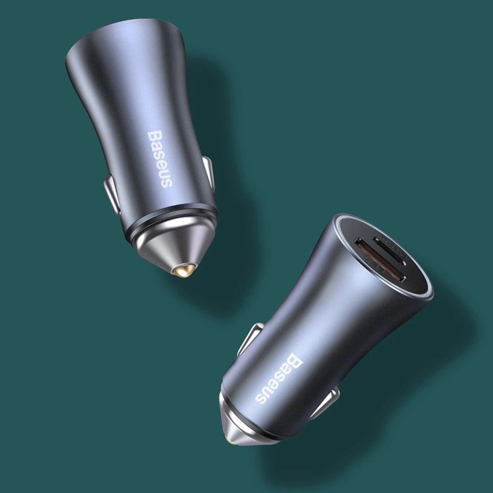 Baseus Golden Contactor Pro schnelles Autoladegerät USB Typ C / USB 40 W Power Delivery 3.0 Quick Charge 4+ SCP FCP AFC + USB Typ C Kabel - Lightning (TZCCJD-B0G)