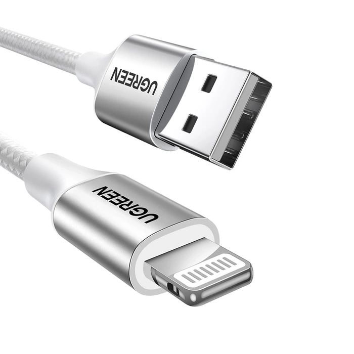 Cable Lightning a USB UGREEN 2,4A US199, 1,5m (plateado)