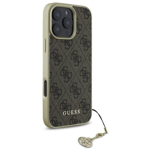 Etui Guess iPhone 16 Pro brązowy/brown hardcase 4G Charms Collection