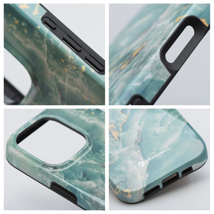 Etui na iPhone 16 PRO Forcell F-Protect Mirage zgodny z MagSafe Military Drop-Test green marble