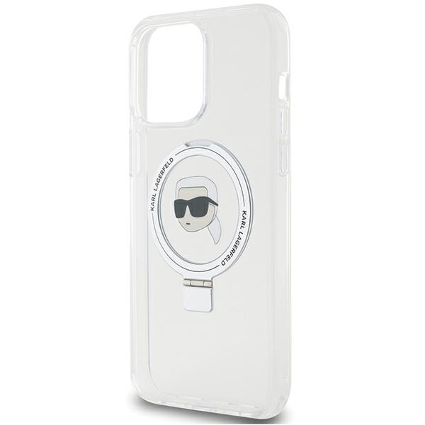 Funda Karl Lagerfeld KLHMP15LHMRSKHH iPhone 15 Pro 6,1" blanco/blanco durocase Soporte de anillo Karl Head MagSafe Case