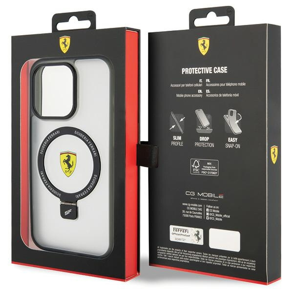 Coque Ferrari FEHMP15XUSCAH iPhone 15 Pro Max 6.7" transparent durcase Ring Stand 2023 Collection MagSafe Case