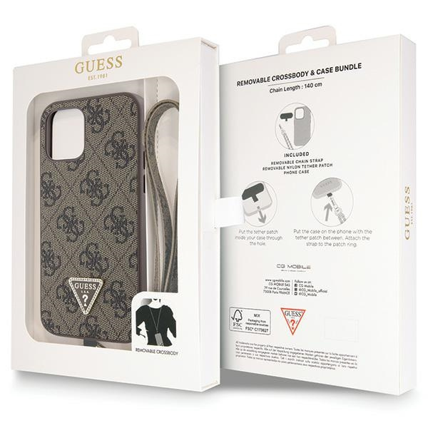 Guess GUHCP12MP4TDSCPW iPhone 12 / 12 Pro 6.1" brown/brown hardcase Crossbody 4G Metal Logo