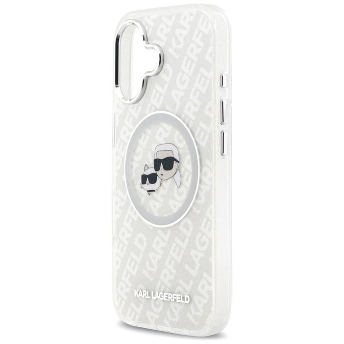 Etui Karl Lagerfeld IML Glitter Karl &   Choupette Heads Logo MagSafe do iPhone 17 szary