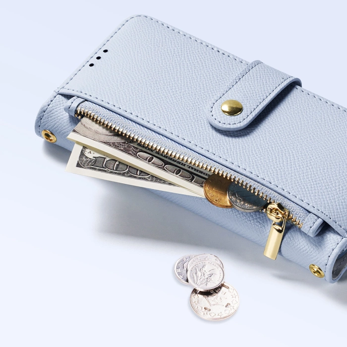 Dux Ducis Lawa iPhone 16 Pro Lederhülle mit abnehmbarer magnetischer Brieftasche - Blau