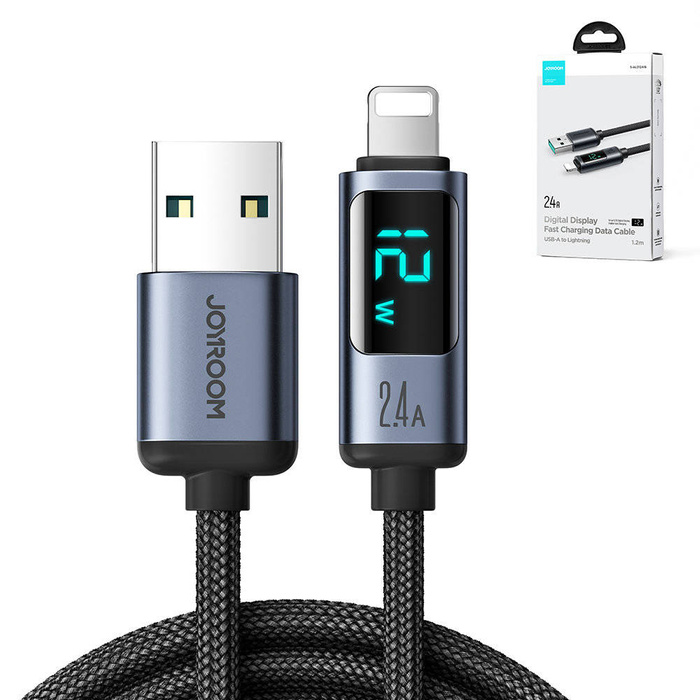 Câble Lightning - USB A 2.4A 1.2m avec affichage LED Joyroom S-AL012A16 - noir