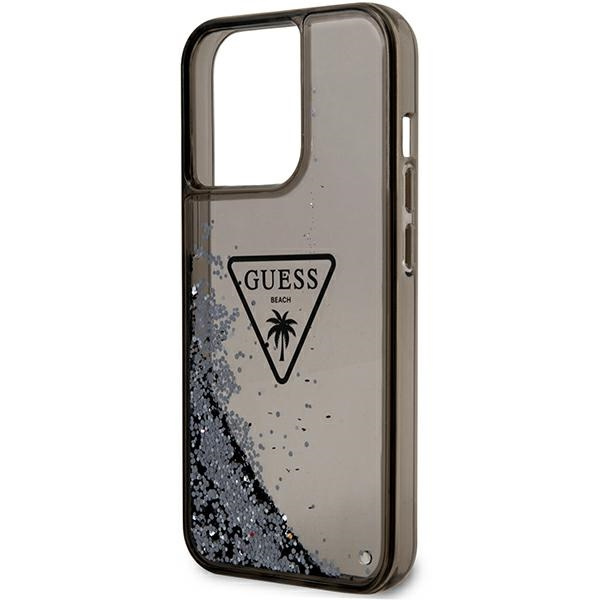 Case Guess GUHCP14XLFCTPK iPhone 14 Pro Max 6.7" black/black hardcase Liquid Glitter Palm Collection