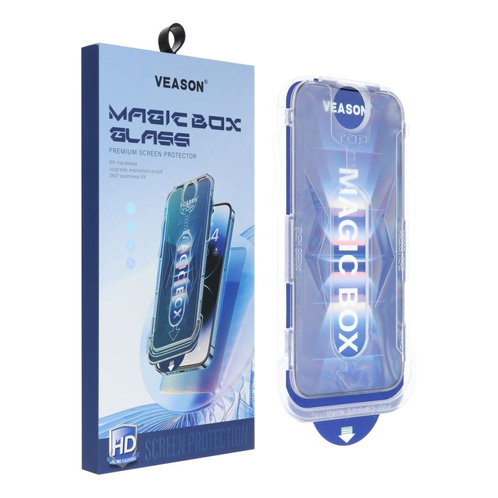Szkło Hartowane 6D Pro Veason Easy-Install Glass + Aplikator - do Iphone 16 Plus czarny