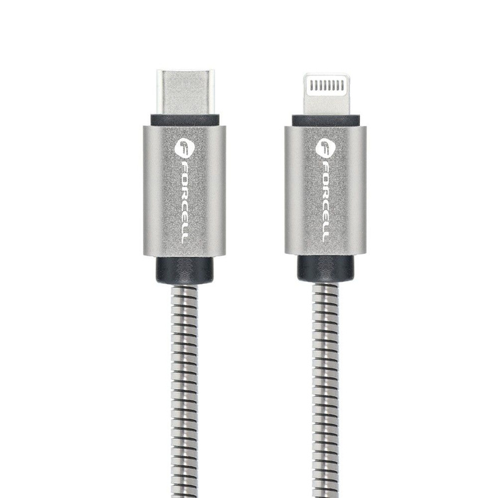 Kabel USB C do Lightning Forcell F-Energy PD 3A 27W Metal 1 m C238 srebrny