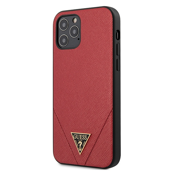 Hülle GUESS Apple iPhone 12 Pro Max Saffiano GUHCP12LVSATMLRE Rote Hartschale