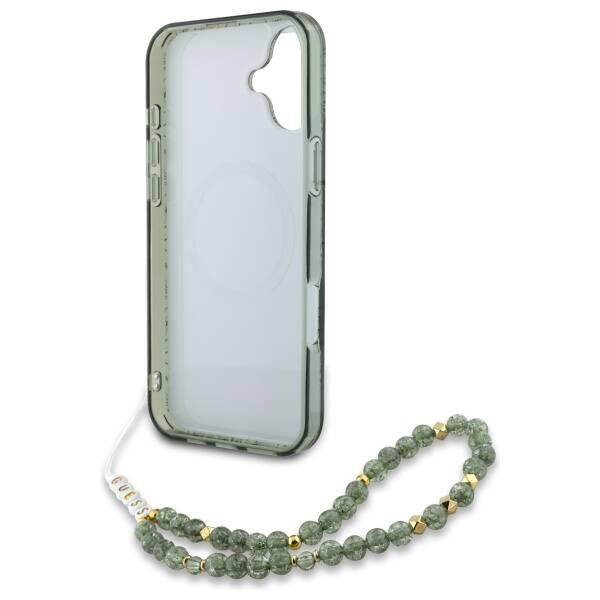 Etui Guess iPhone 16 Plus 6.7" zielony/green hardcase IML Flowers Allover Electro With Pearl Strap MagSafe