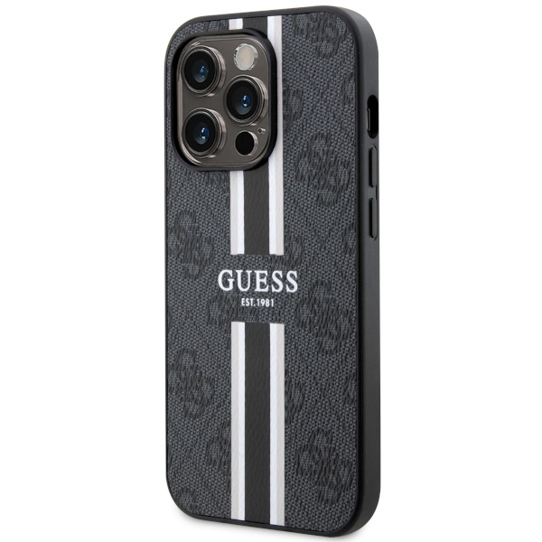 Case Guess GUHMP14LP4RPSK iPhone 14 Pro 6.1" black/black hardcase 4G Printed Stripes MagSafe Case