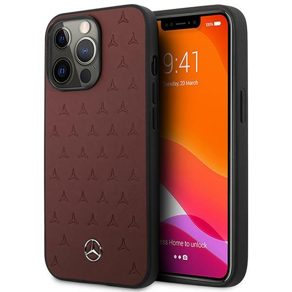 Pouzdro MERCEDES Apple iPhone 13 13 Pro Leather Stars Pattern Red Hardcase