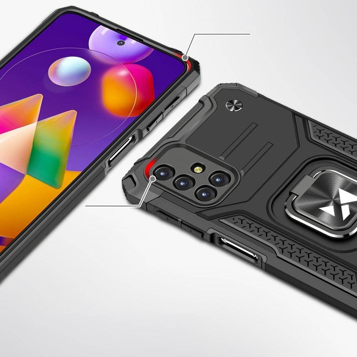 Wozinsky Ring Armor pancierovaný hybridný kryt + magnetický držiak Samsung Galaxy M31s modrý