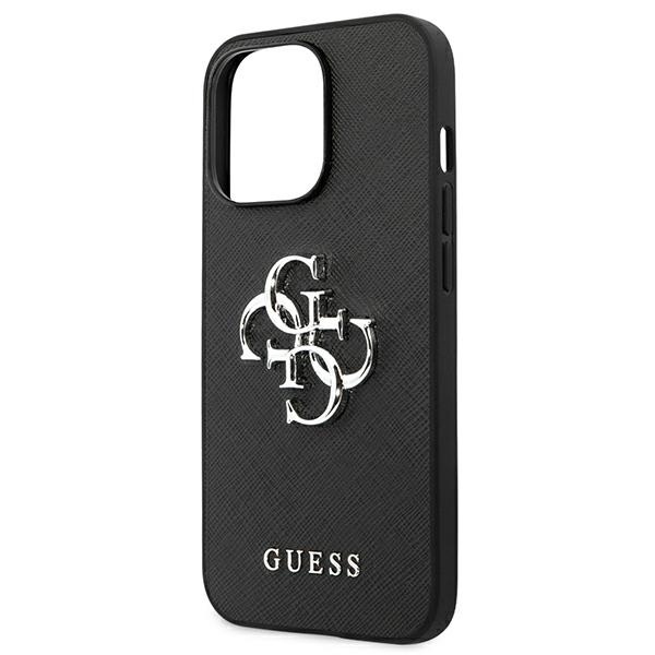 GUESS Case Apple iPhone 13 Pro Saffiano 4G Metal Logo Black Hardcase