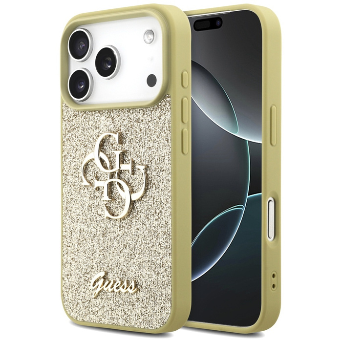 Etui Guess Fixed Glitter Big 4G do       iPhone 17 Pro złoty