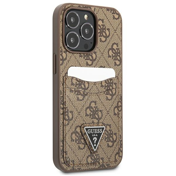 Guess GUHCP13LP4TPW iPhone 13 Pro / 13 6.1" brown/brown hardcase 4G Triangle Logo Cardslot