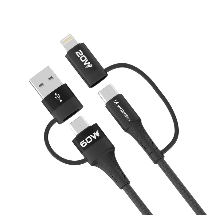Wozinsky WNBAA 4in1 2x USB-C 1x USB-A 1x Lightning 60W 1 m - nero