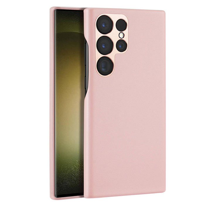 Dux Ducis Grit case for Samsung Galaxy S23 Ultra elegant cover made of artificial leather MagSafe pink