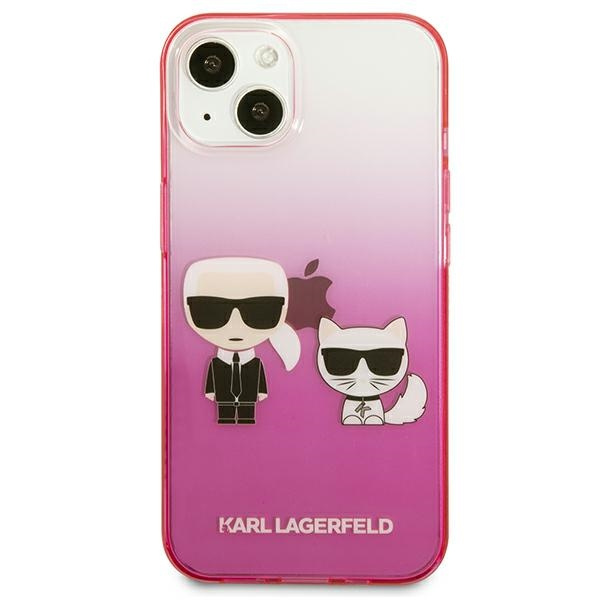 Hülle KARL LAGERFELD Apple iPhone 13 Mini Farbverlauf Iconic Karl &amp; Choupette Rosa Hartcase