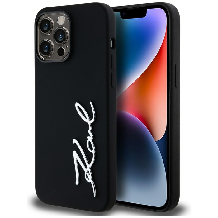 Etui Karl Lagerfeld Silicone Metal        Script Logo do iPhone 14 Pro Max czarny