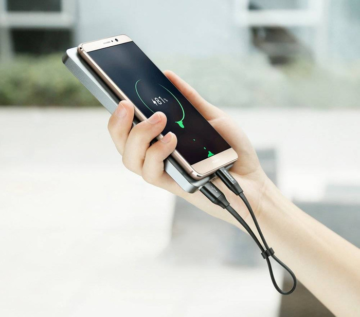 Baseus Nimble Flachkabel USB / USB-C Kabel mit Halter 2A 0.23M schwarz (CATMBJ-01)