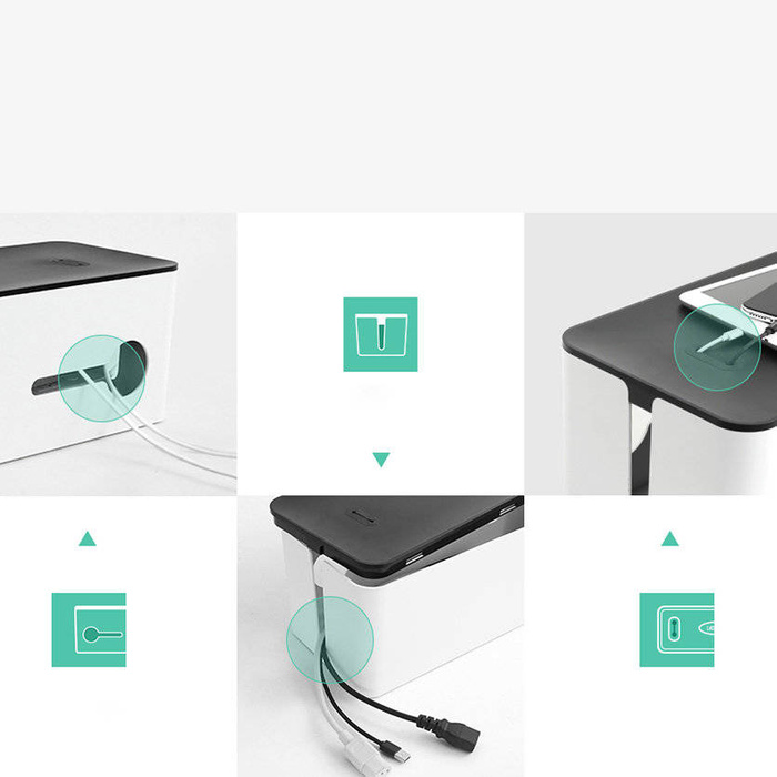 Ugreen kabelový organizér box box na lamely L 42,5x17,5x15,5cm černobílý (LP110)