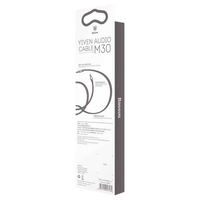 Câble audio AUX stéréo Baseus Yiven M30 mini-jack mâle 3,5 mm 1,5 m argent-noir (CAM30-CS1)