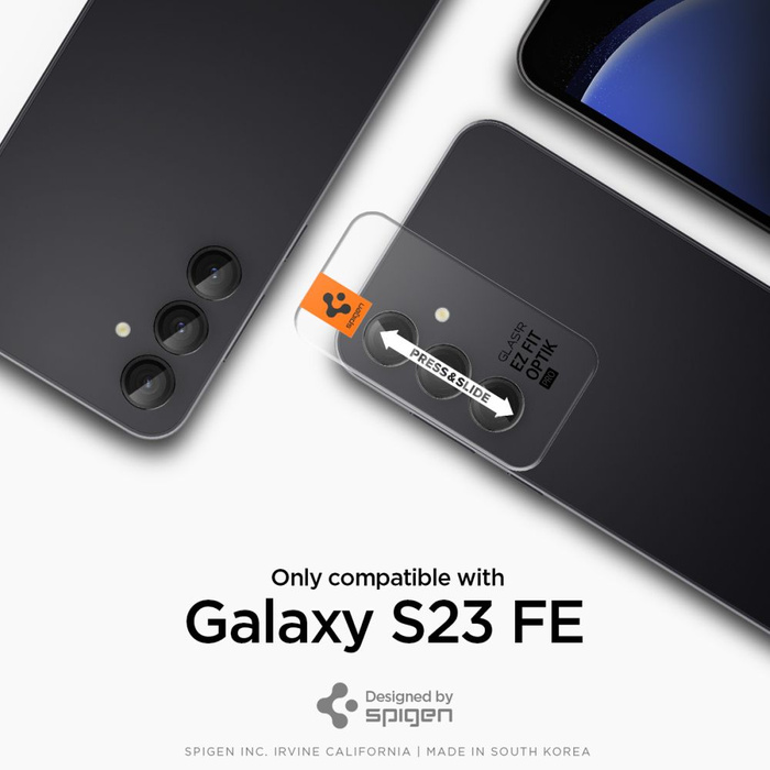 Kamera védőborítás Spigen Optik.tr "ez Fit" kamera védő 2-pack Galaxy S23 Fe Fekete
