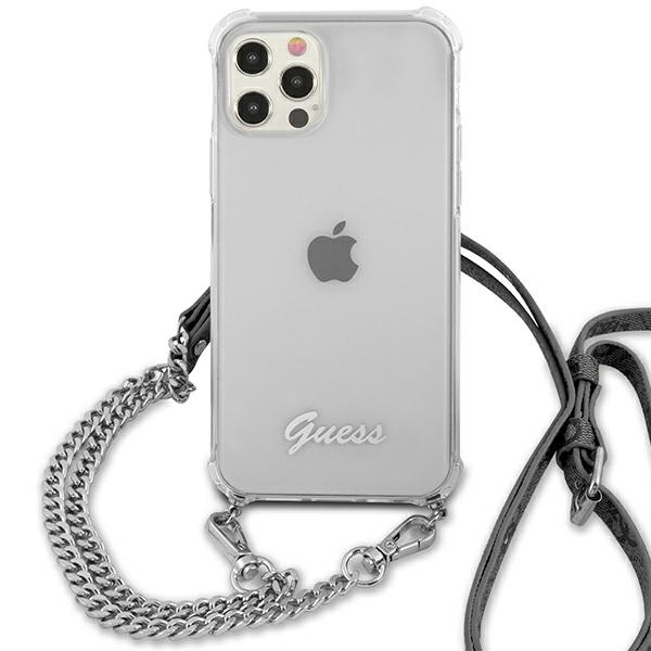  GUESS   12 Pro Max 4G Cadena de plata Estuche rígido transparente