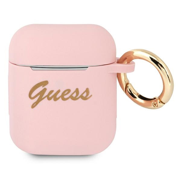 Case Guess GUA2SSSI AirPods cover pink / pink Silicone Vintage Script