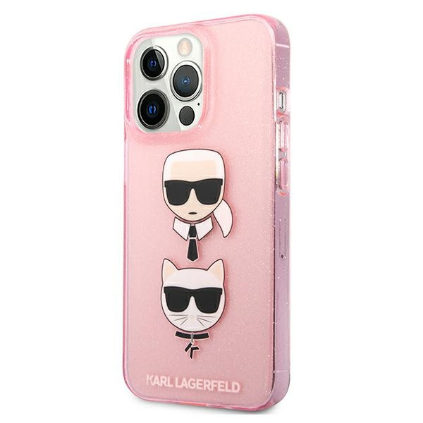 Cover KARL LAGERFELD Apple iPhone 13 13 Pro Glitter Karl's & Choupette Pink Hardcase