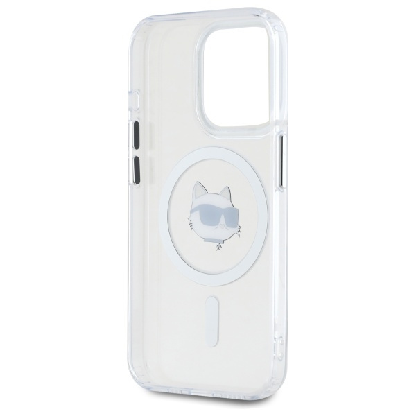 Karl Lagerfeld KLHMP15LHLSCHH iPhone 15   Pro 6.1" biały/white hardcase IML Metal Choupette Head MagSafe