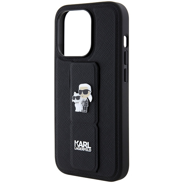 Etui Karl Lagerfeld KLHCP14XGSAKCPK iPhone 14 Pro Max 6.7" czarny/black hardcase Gripstand Saffiano Karl&Choupette Pins Case