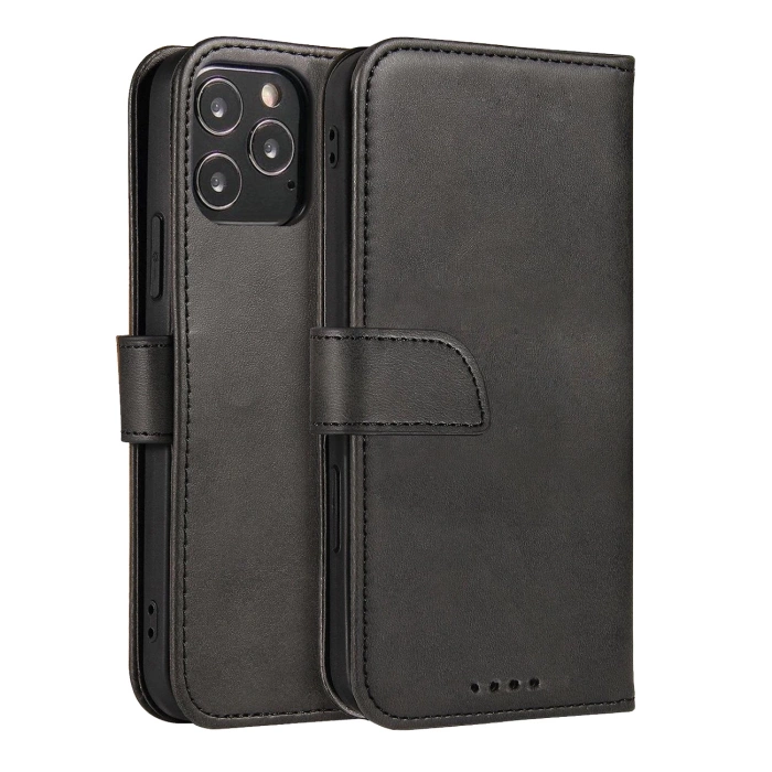 Magnet Case elegant case case cover with a flap and stand function for Motorola Moto E32 black