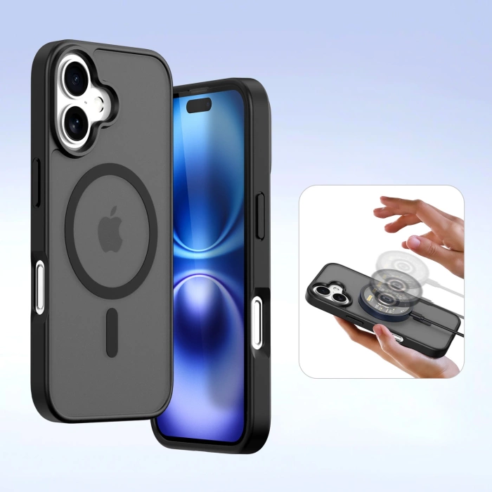 Dux Ducis Lawa Lederhülle für iPhone 16 - Schwarz