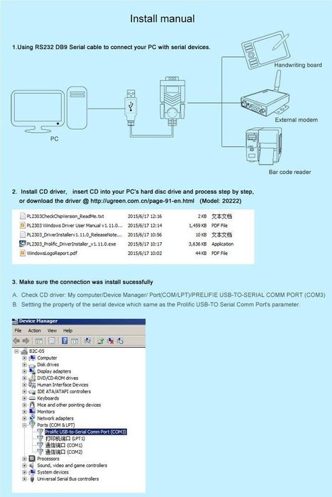 Ugreen adaptér kabelu USB - RS-232 (samec) 2 m černý (CR104 20222)