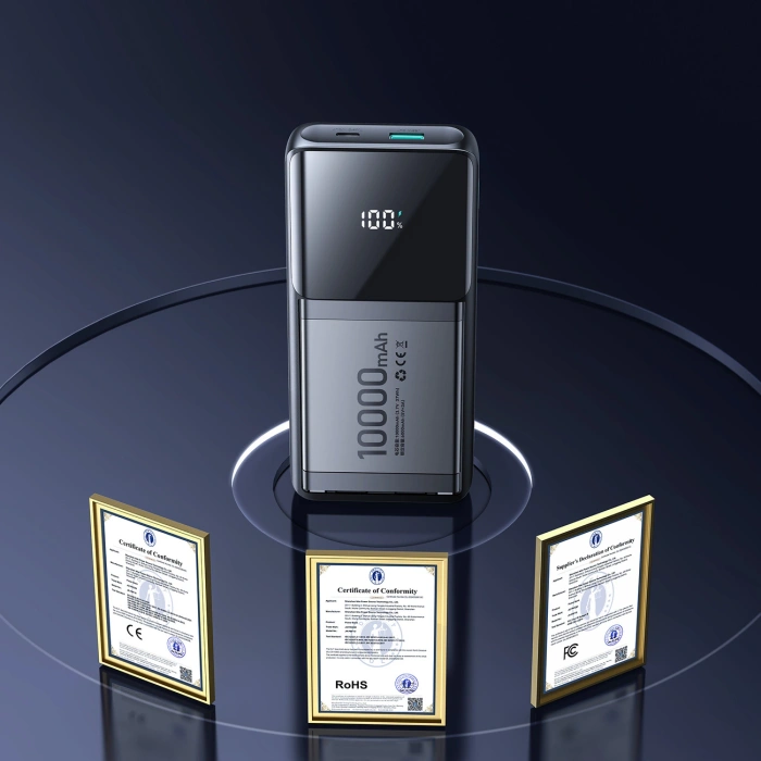 Powerbank Joyroom JR-PBF19 22.5W 10000mAh z dwoma wbudowanymi kablami - czarny