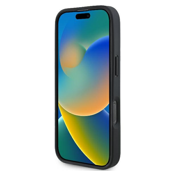 Funda BMW iPhone 16 Pro 6,3 "negro / negro durocase Signo de cuero medio texturizado y el círculo MagSafe