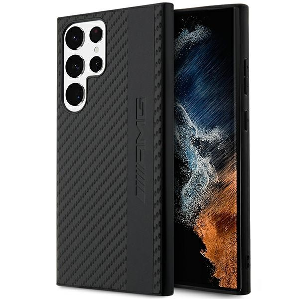 Obal AMG AMHCS23LBLSCA S23 Ultra S918 černá/černá tvrdácase Carbon Stripe&amp;Embossed Case